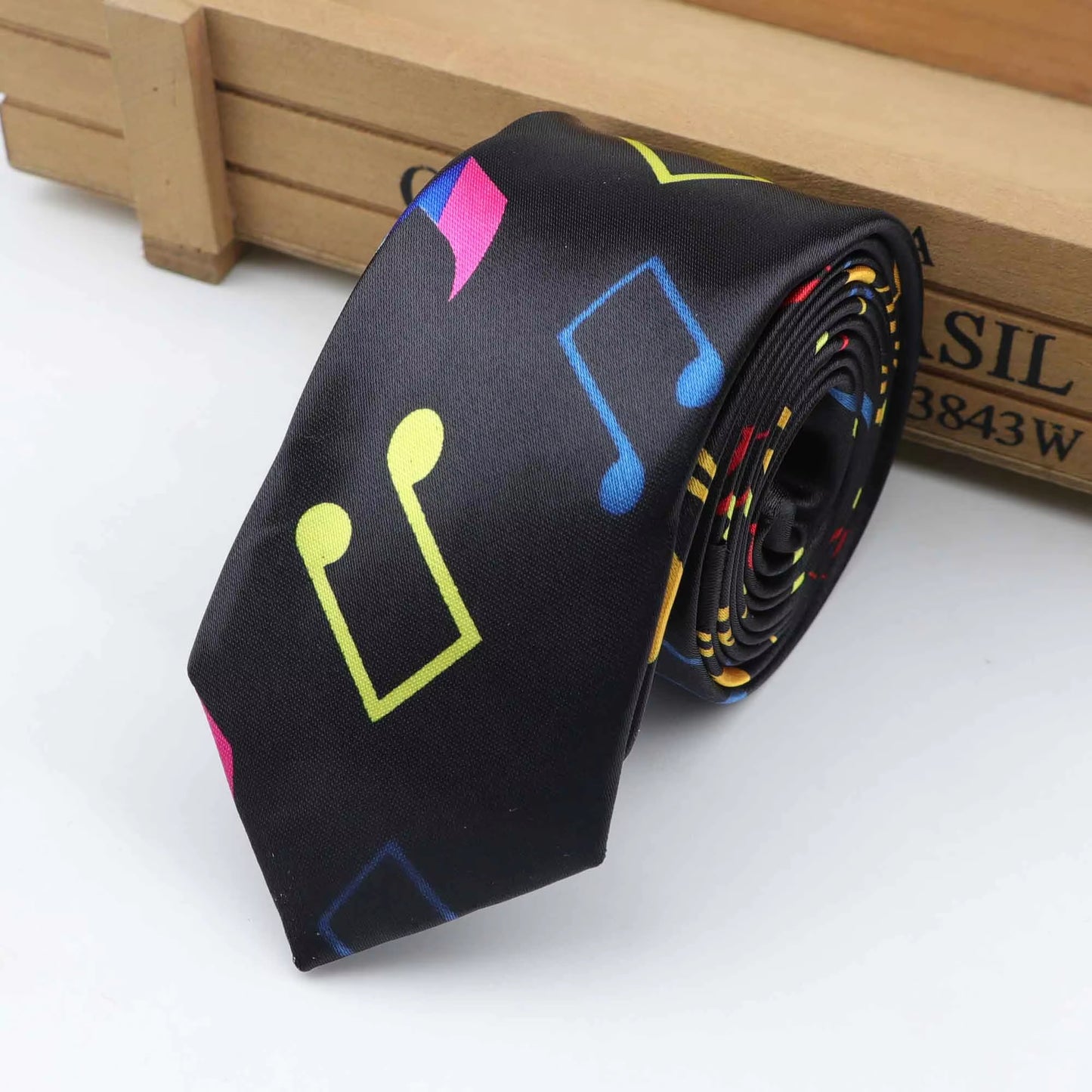 New Style Men'S Fashion Neckties Helloween Festival Christmas Tie Soft Designer Character Necktie Music Score Piano Guitar