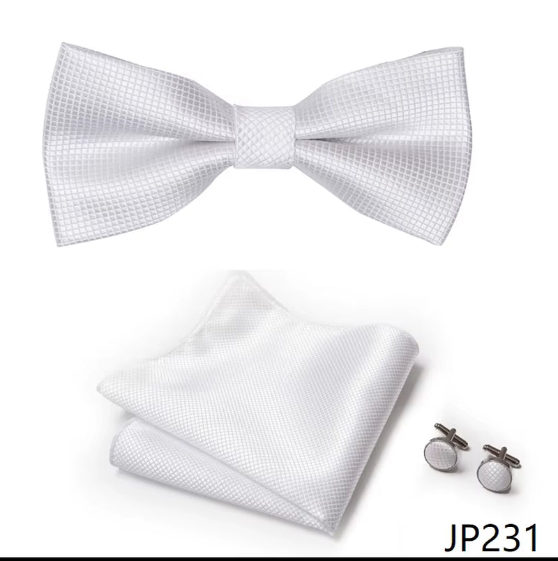 Slim Tie Set Men Bow Tie and Pocket Square Bowtie Necktie Cravate Handkerchief Man Corbatas Hombre Pajarita Fit Wedding