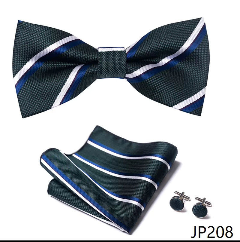 Slim Tie Set Men Bow Tie and Pocket Square Bowtie Necktie Cravate Handkerchief Man Corbatas Hombre Pajarita Fit Wedding