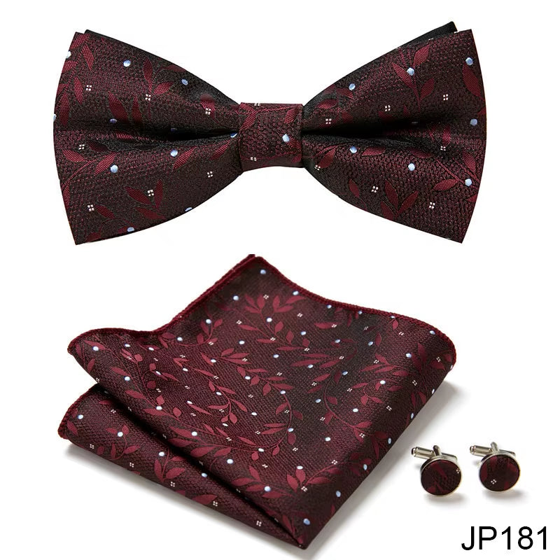 Slim Tie Set Men Bow Tie and Pocket Square Bowtie Necktie Cravate Handkerchief Man Corbatas Hombre Pajarita Fit Wedding