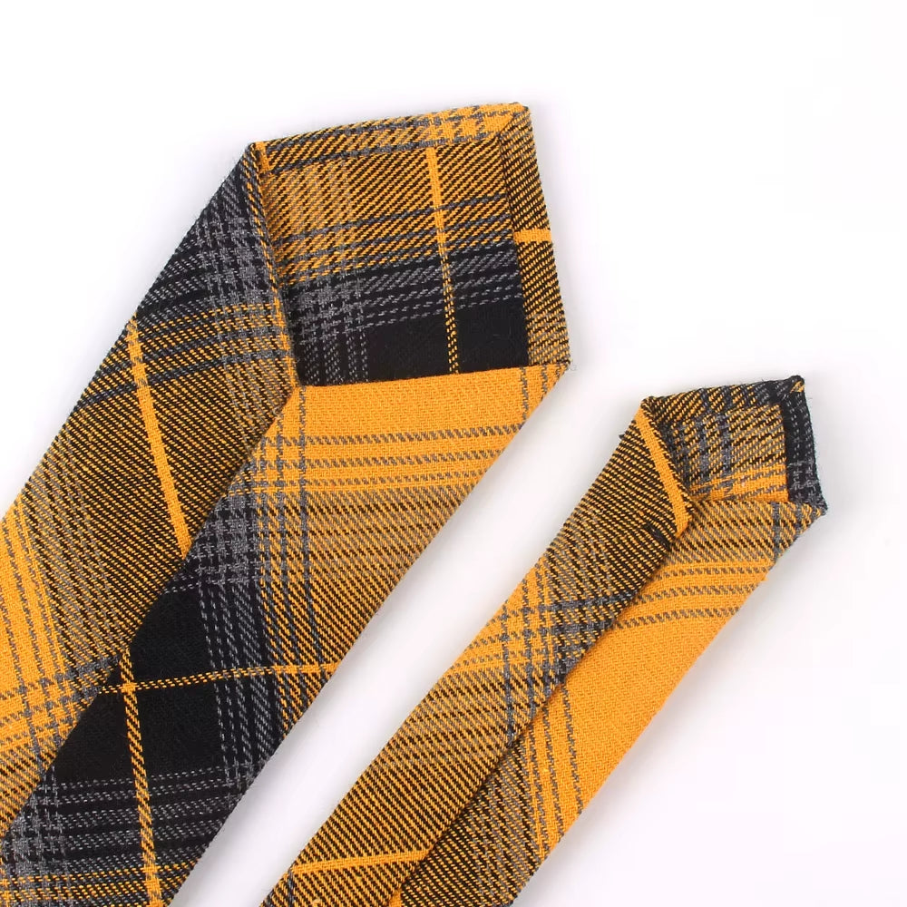 New Plaid Cotton Ties Skinny Causal Neck Tie for Men Suits Mens Slim Necktie for Business Cravats 7Cm Width Groom Neckties