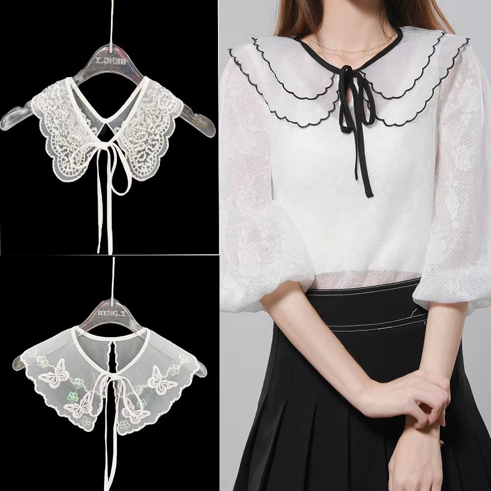 Autumn and Winter Fake Collar for Shirt Detachable Collars Lace False Collar Doll Collar Sweater Shirt Dress Decoration