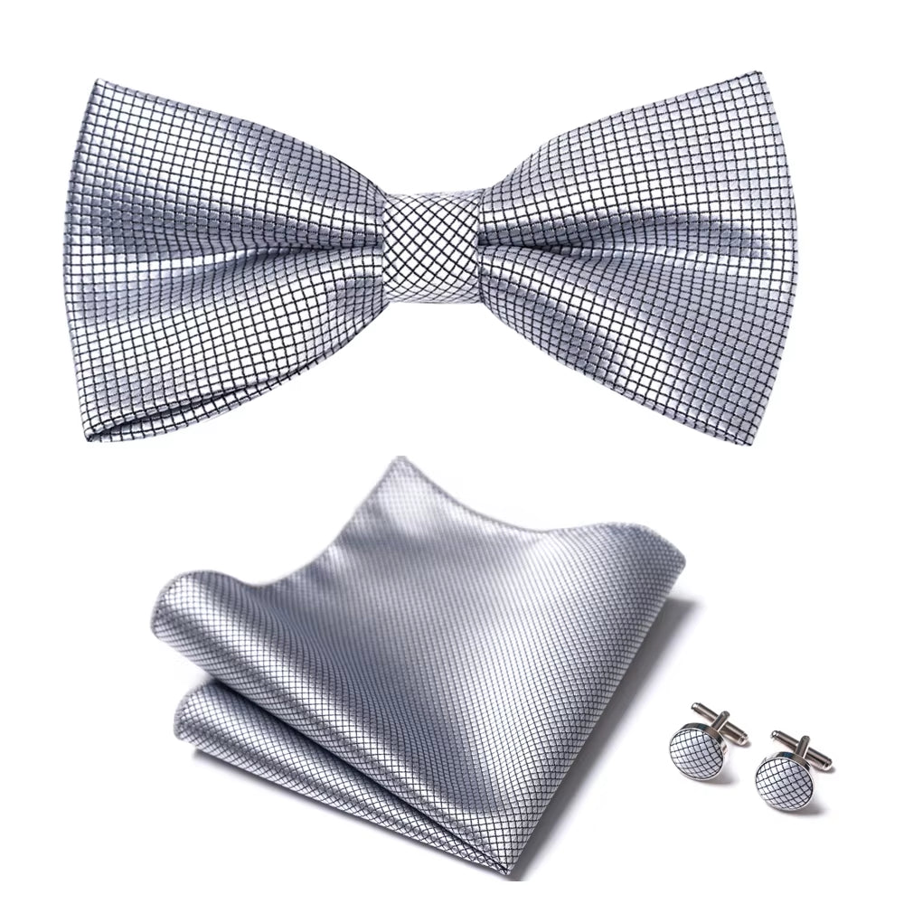 Slim Tie Set Men Bow Tie and Pocket Square Bowtie Necktie Cravate Handkerchief Man Corbatas Hombre Pajarita Fit Wedding