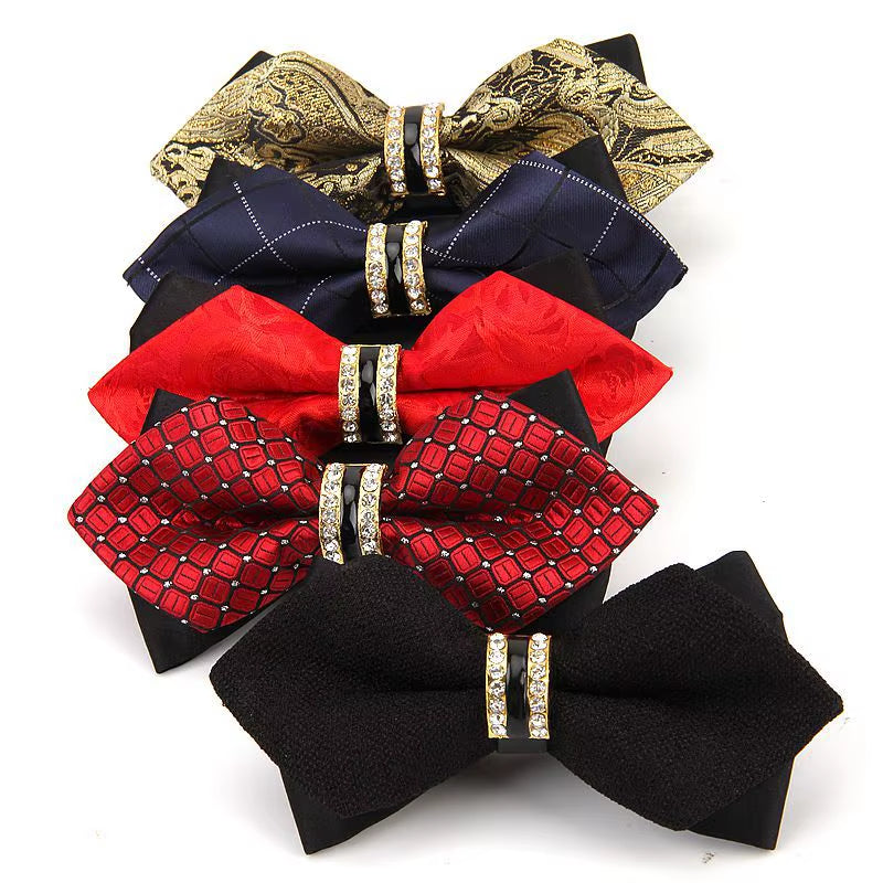 Luxury Boutique Fashion Metal Bow Ties for Men Bowtie Women Wedding Party Butterfly Bowties Gravata Slim Blue Burgundy