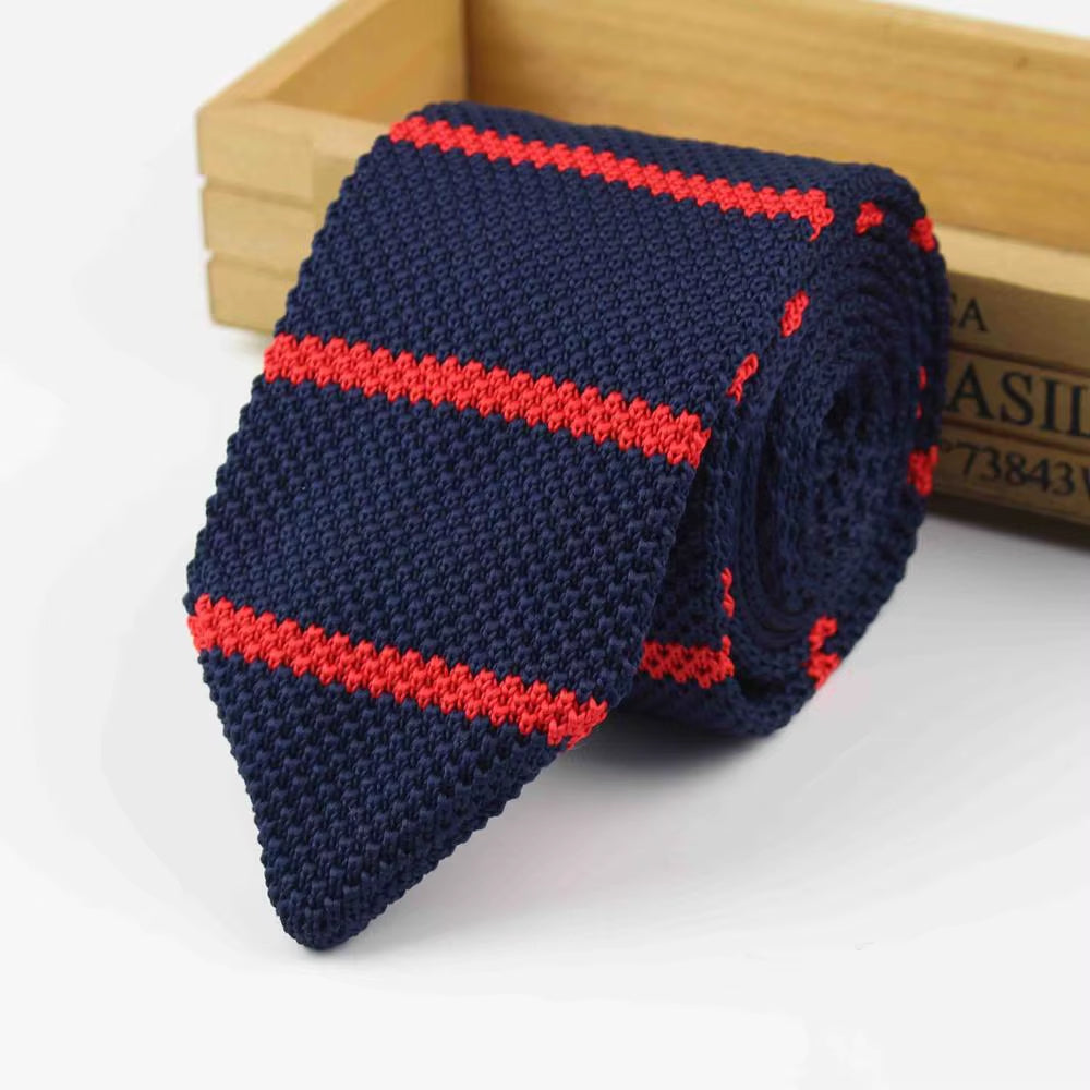 New Knitted Necktie Knit Leisure Triangle Striped Tie Normal Sharp Corner Neck Ties Men Classic Woven Designer Cravat