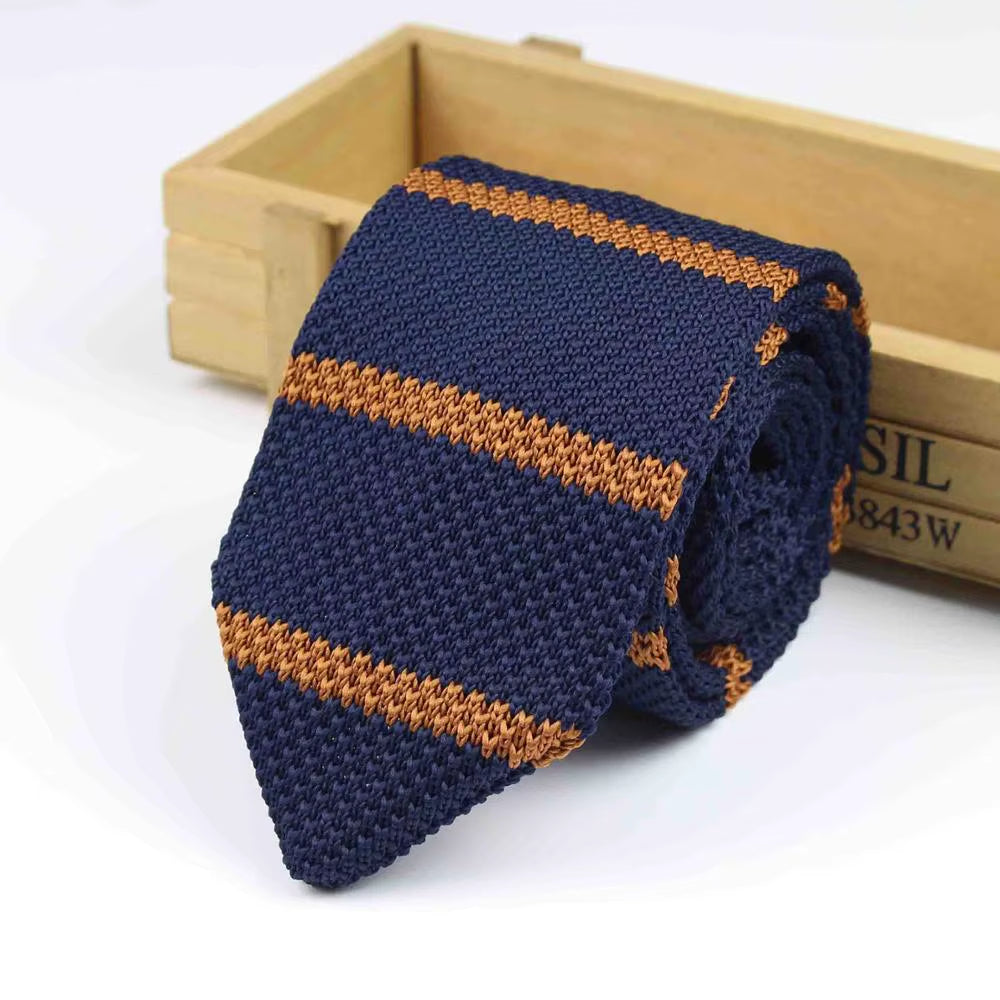 New Knitted Necktie Knit Leisure Triangle Striped Tie Normal Sharp Corner Neck Ties Men Classic Woven Designer Cravat