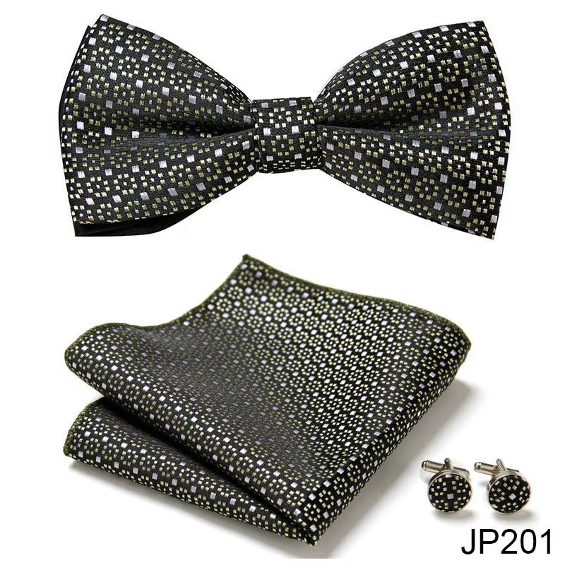 Slim Tie Set Men Bow Tie and Pocket Square Bowtie Necktie Cravate Handkerchief Man Corbatas Hombre Pajarita Fit Wedding