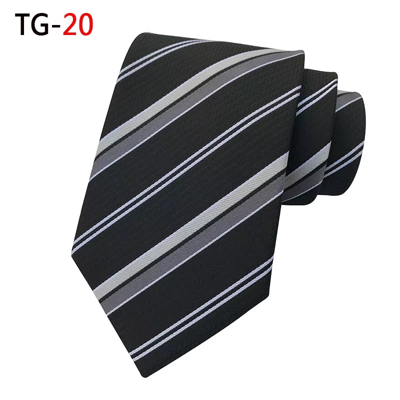 New 8Cm Striped Dark Tie Business Casual Silk Luxury Mens Neck Ties Wedding Party Neck Tie Formal Dress Neck Tie