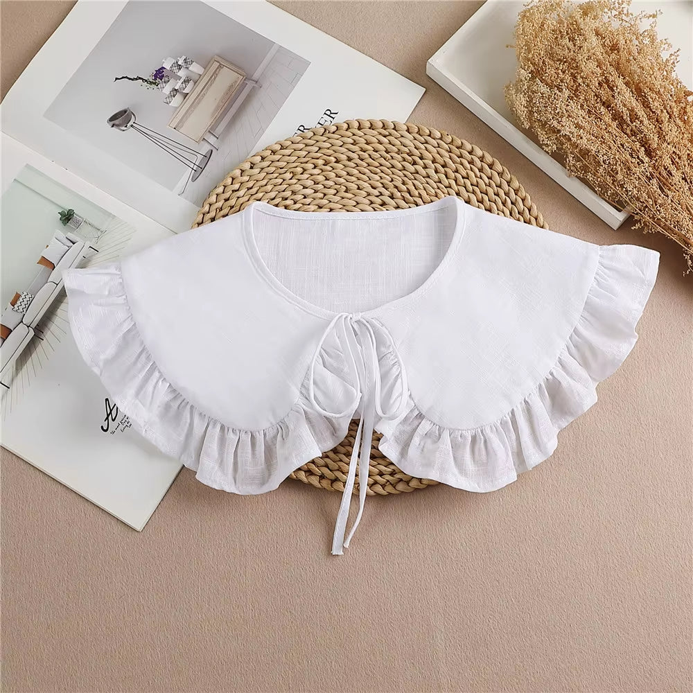 Multifunctional Sunscreen Detachable Doll Fake Collar Shawl Lapel Mesh Embroidery Floral Lace False Collar Clothes Accessory