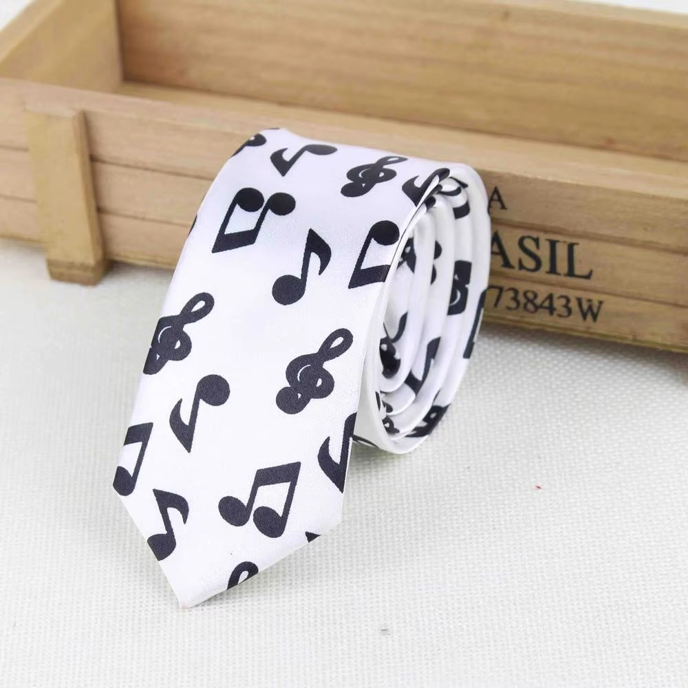 New Style Men'S Fashion Neckties Helloween Festival Christmas Tie Soft Designer Character Necktie Music Score Piano Guitar