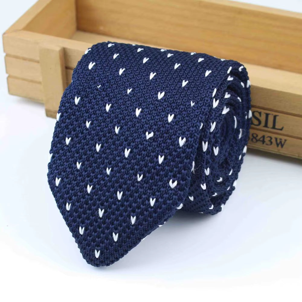 New Knitted Necktie Knit Leisure Triangle Striped Tie Normal Sharp Corner Neck Ties Men Classic Woven Designer Cravat