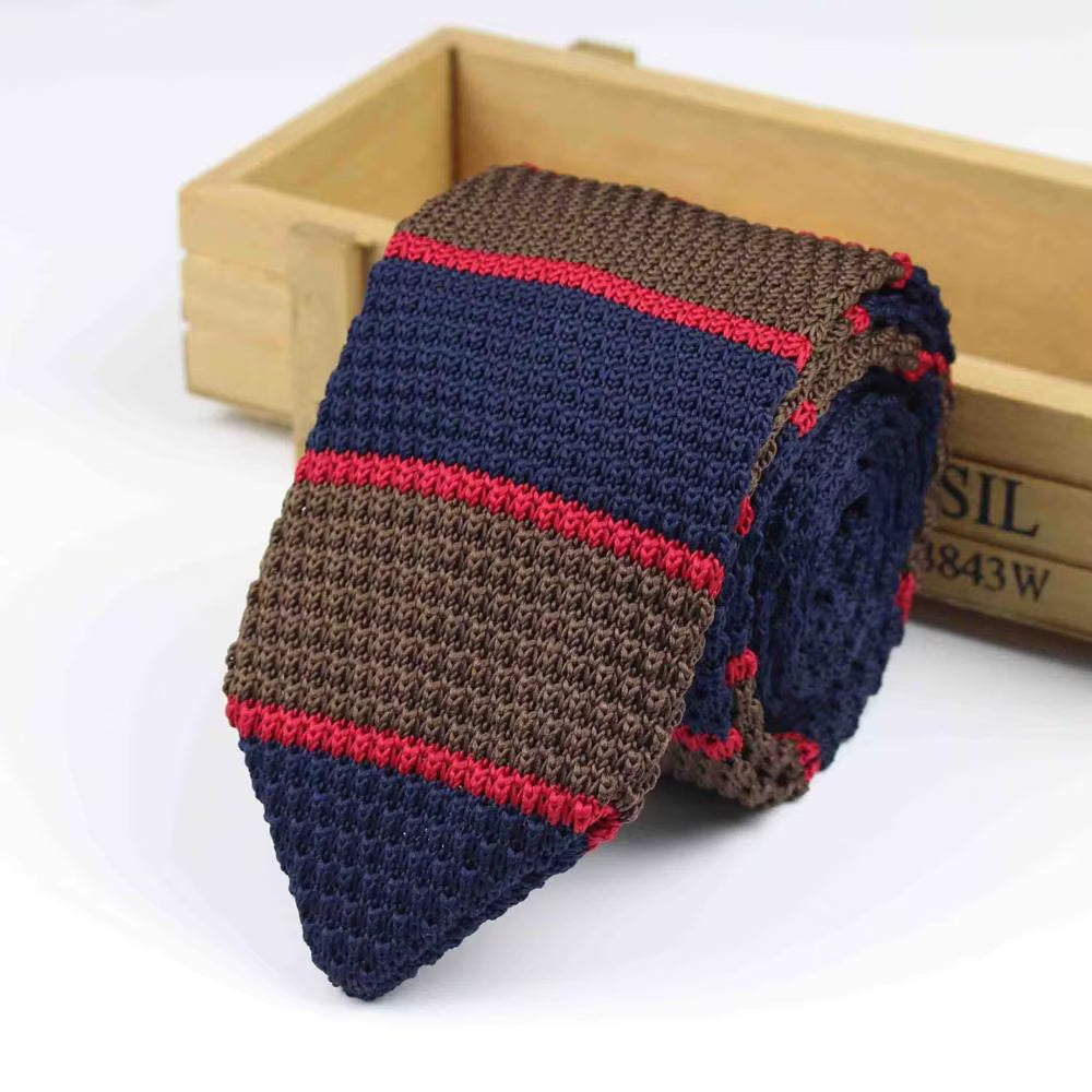 New Knitted Necktie Knit Leisure Triangle Striped Tie Normal Sharp Corner Neck Ties Men Classic Woven Designer Cravat