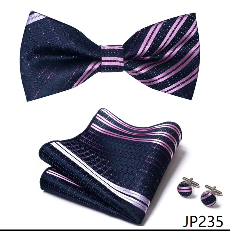 Slim Tie Set Men Bow Tie and Pocket Square Bowtie Necktie Cravate Handkerchief Man Corbatas Hombre Pajarita Fit Wedding