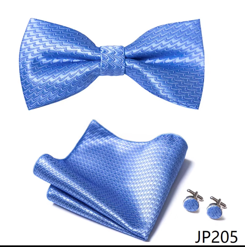 Slim Tie Set Men Bow Tie and Pocket Square Bowtie Necktie Cravate Handkerchief Man Corbatas Hombre Pajarita Fit Wedding