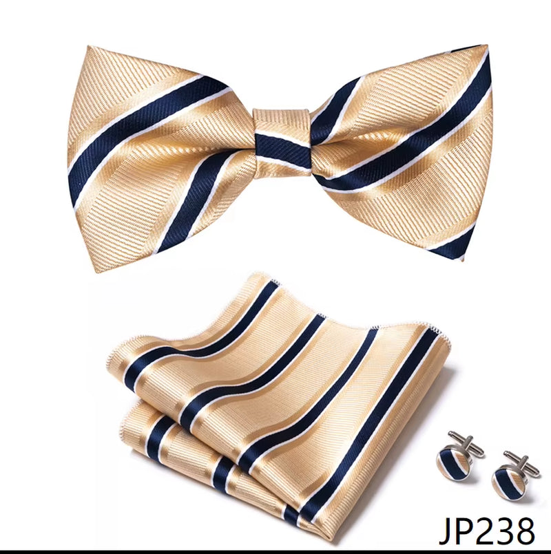 Slim Tie Set Men Bow Tie and Pocket Square Bowtie Necktie Cravate Handkerchief Man Corbatas Hombre Pajarita Fit Wedding