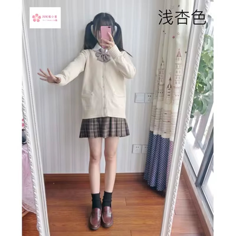 Japan School Sweater Spring and Autumn 100% V-Neck Cotton Knitted Sweater JK Uniforms Cardigan Multicolor Girls Student Cosplay