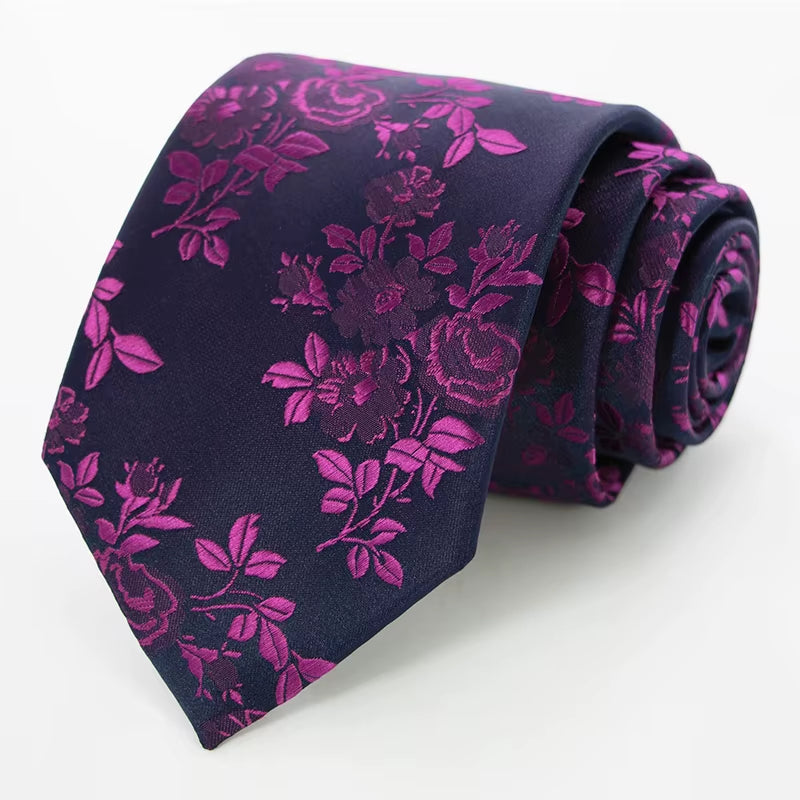 New Designs Classic Silk Men Tie Floral Rose 8Cm Red Jacquard Necktie Gravata Ties for Men Formal Wear Business Wedding