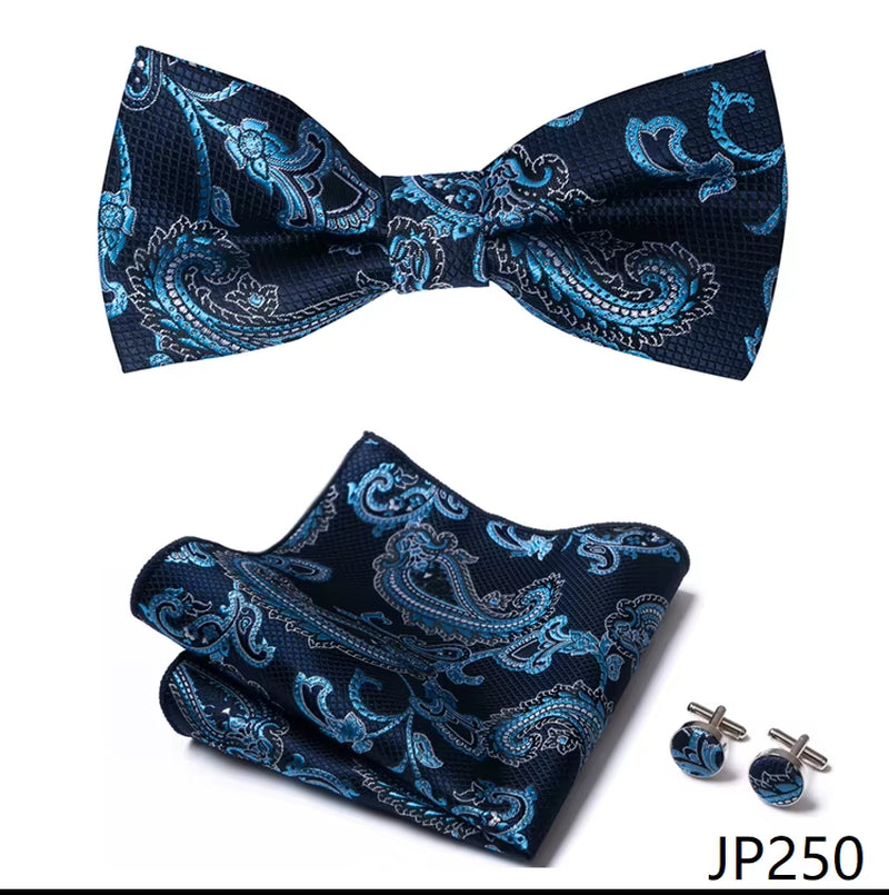 Slim Tie Set Men Bow Tie and Pocket Square Bowtie Necktie Cravate Handkerchief Man Corbatas Hombre Pajarita Fit Wedding