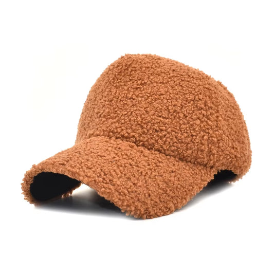 NEW Girl'S Cute Fluff Lamb Woolen Cap Winter Women'S Warm Baseball Caps Adjustable Size Trendy Teddy Casquette Hats for Women