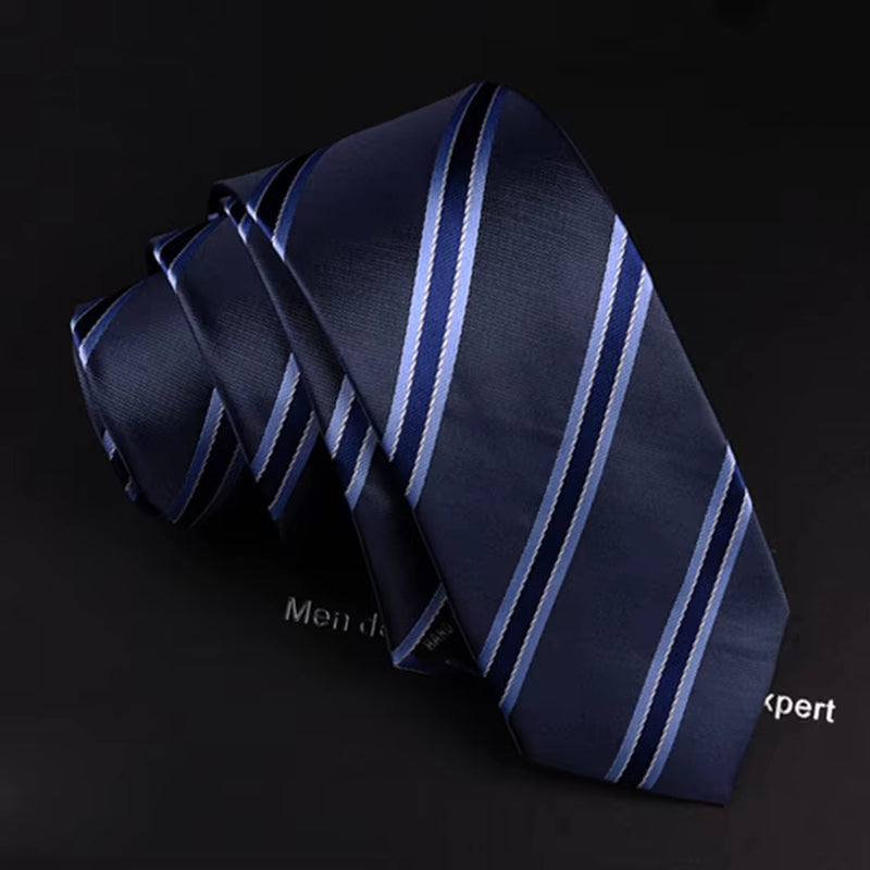 Fashion Neckties Classic Men'S Striped Retra Navy Bule Red Business Wedding Ties Jacquard Woven Silk Men Solid Tie Neck Ties