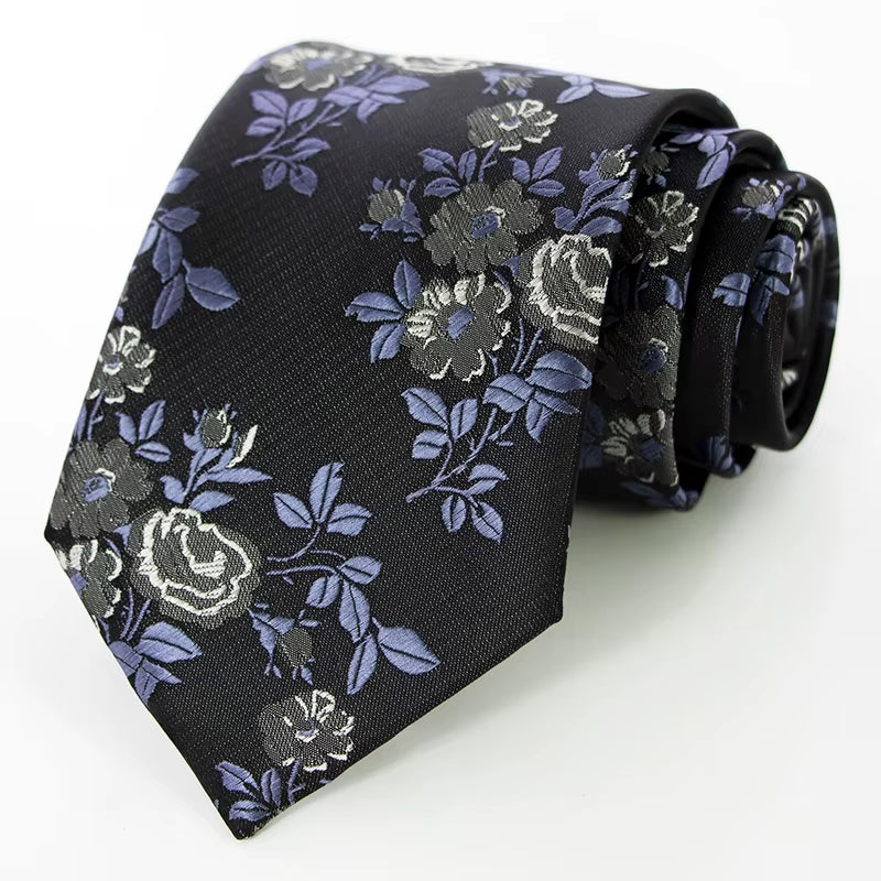 New Designs Classic Silk Men Tie Floral Rose 8Cm Red Jacquard Necktie Gravata Ties for Men Formal Wear Business Wedding