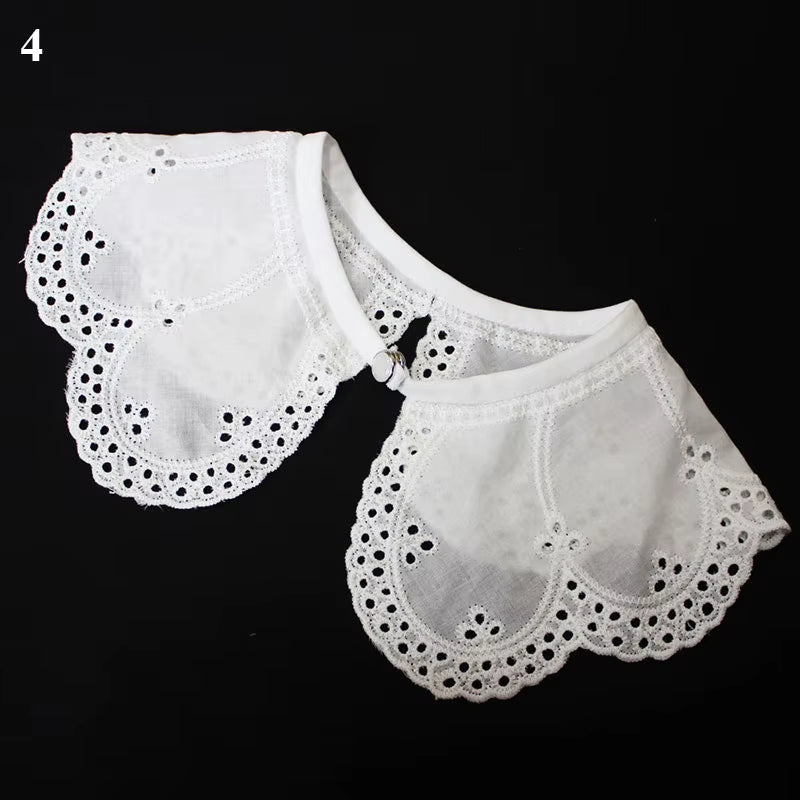 Hollow Fake Collar Embroidered Flowers Fake Collar Cotton White Shawl Doll False Collar Decorative Shirt Collar Detachable Shawl