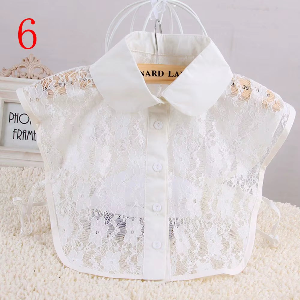 Classic Detachable False Collar Women Fashion Solid Shirt Lace Top Clothes Vintage White Fake Lapel Blouse Accessories