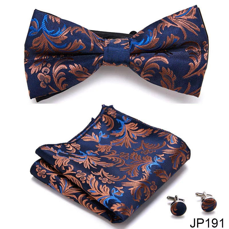 Slim Tie Set Men Bow Tie and Pocket Square Bowtie Necktie Cravate Handkerchief Man Corbatas Hombre Pajarita Fit Wedding