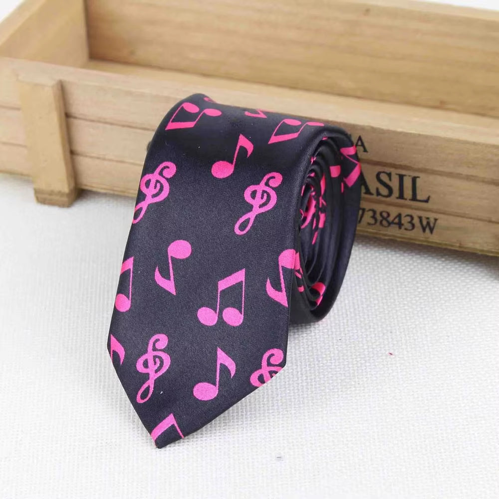 New Style Men'S Fashion Neckties Helloween Festival Christmas Tie Soft Designer Character Necktie Music Score Piano Guitar