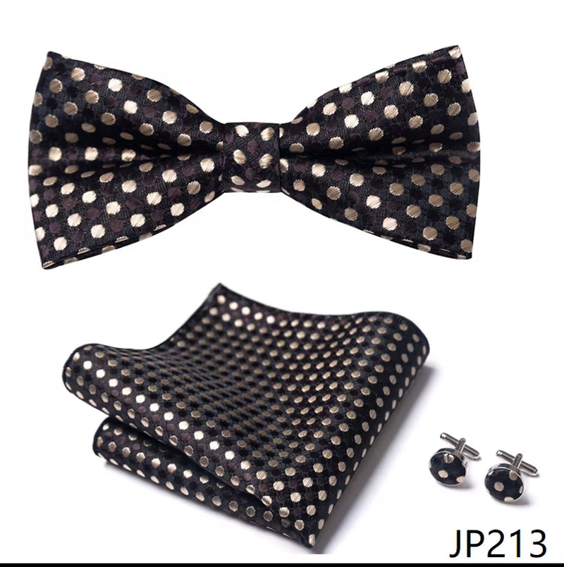 Slim Tie Set Men Bow Tie and Pocket Square Bowtie Necktie Cravate Handkerchief Man Corbatas Hombre Pajarita Fit Wedding