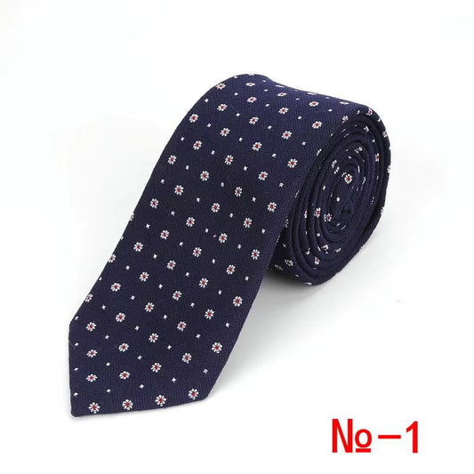 Men'S Tie Narrow Cotton Striped Necktie Male 8Cm Formal Wear Business Casual Professional Work Check Father'S Gift Neck Ties