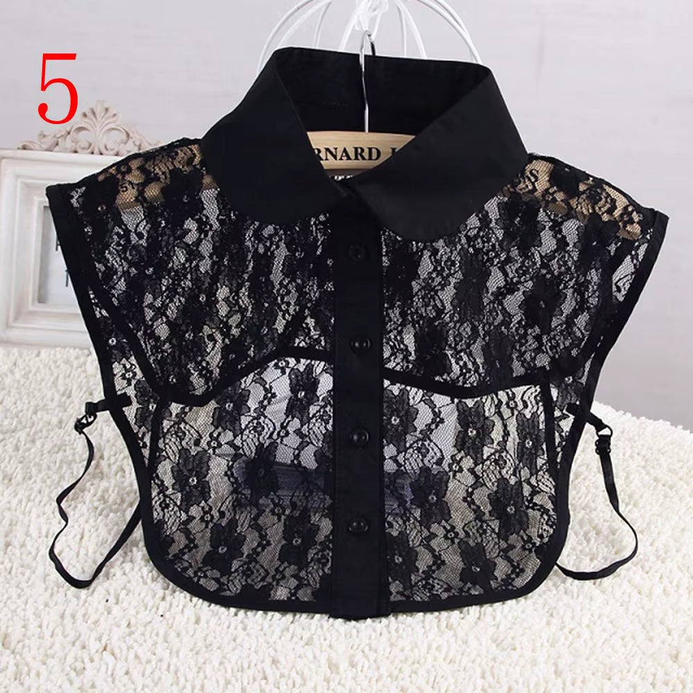 Classic Detachable False Collar Women Fashion Solid Shirt Lace Top Clothes Vintage White Fake Lapel Blouse Accessories