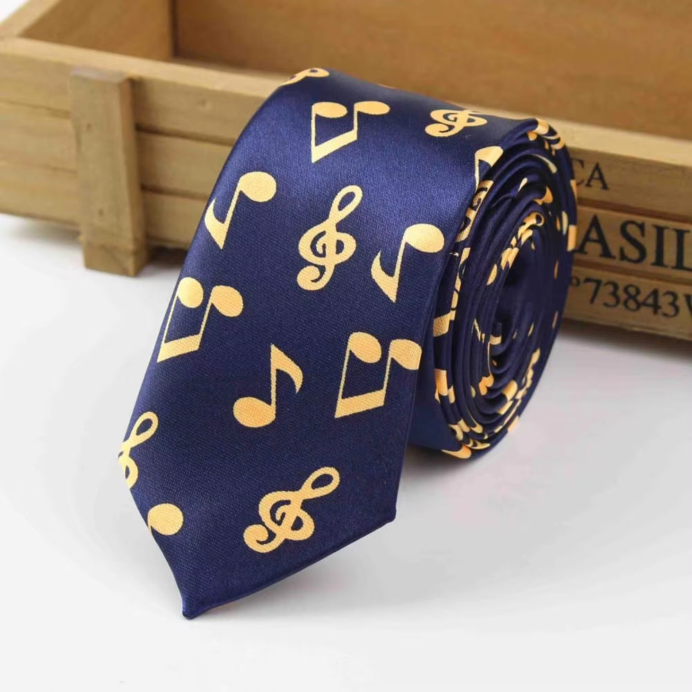 New Style Men'S Fashion Neckties Helloween Festival Christmas Tie Soft Designer Character Necktie Music Score Piano Guitar