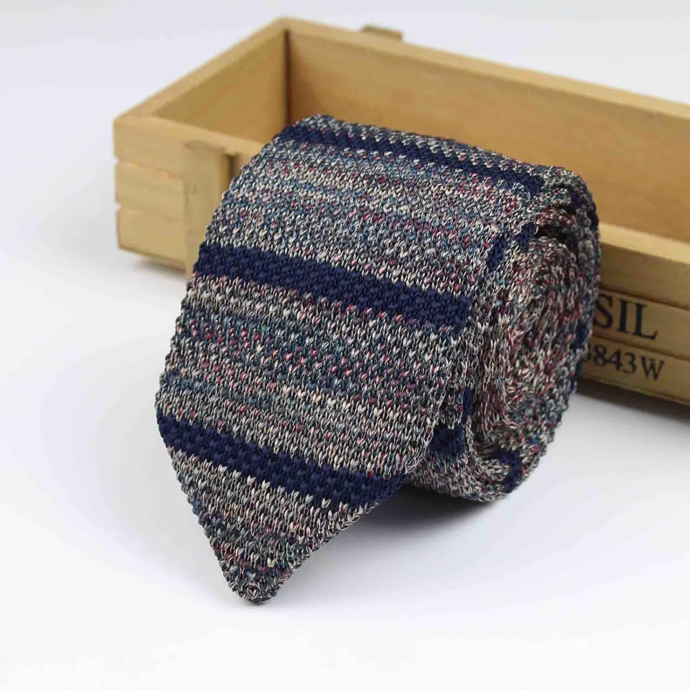 New Knitted Necktie Knit Leisure Triangle Striped Tie Normal Sharp Corner Neck Ties Men Classic Woven Designer Cravat