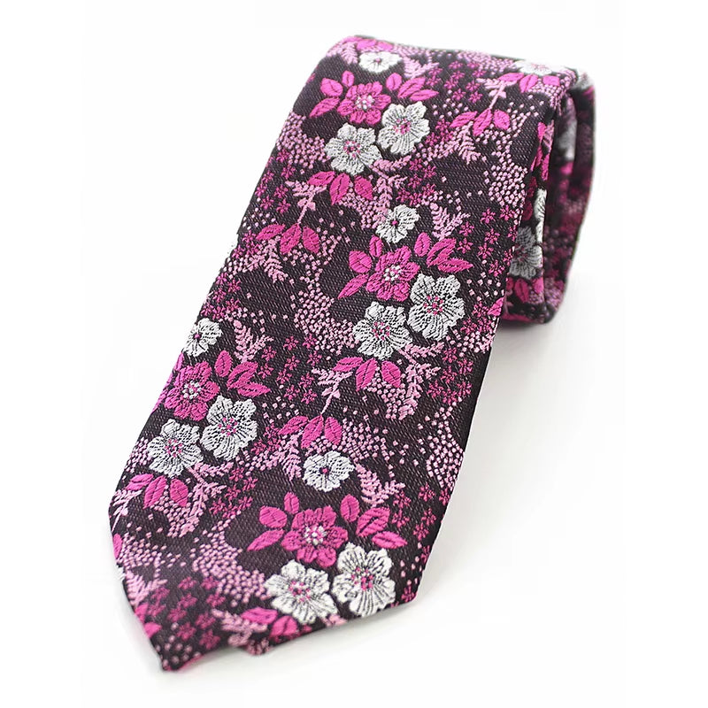 New Designs Classic Silk Men Tie Floral Rose 8Cm Red Jacquard Necktie Gravata Ties for Men Formal Wear Business Wedding