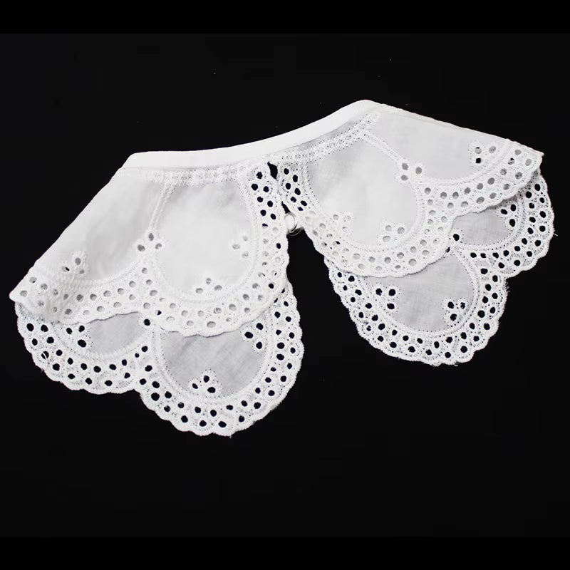 Hollow Fake Collar Embroidered Flowers Fake Collar Cotton White Shawl Doll False Collar Decorative Shirt Collar Detachable Shawl