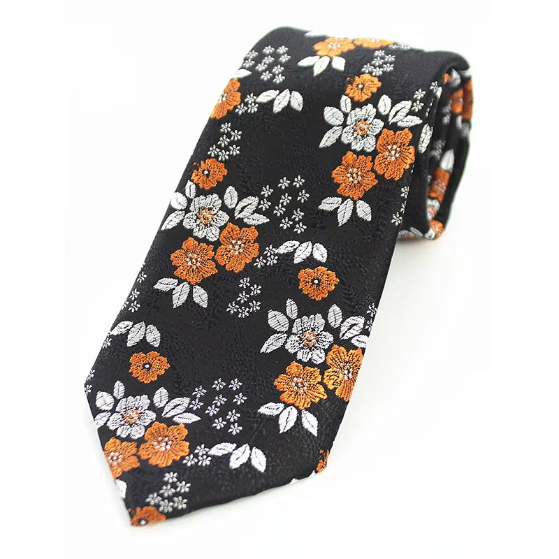 New Designs Classic Silk Men Tie Floral Rose 8Cm Red Jacquard Necktie Gravata Ties for Men Formal Wear Business Wedding