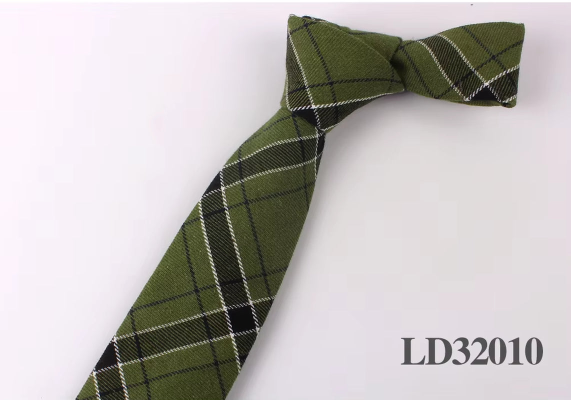 New Plaid Cotton Ties Skinny Causal Neck Tie for Men Suits Mens Slim Necktie for Business Cravats 7Cm Width Groom Neckties