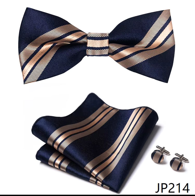 Slim Tie Set Men Bow Tie and Pocket Square Bowtie Necktie Cravate Handkerchief Man Corbatas Hombre Pajarita Fit Wedding