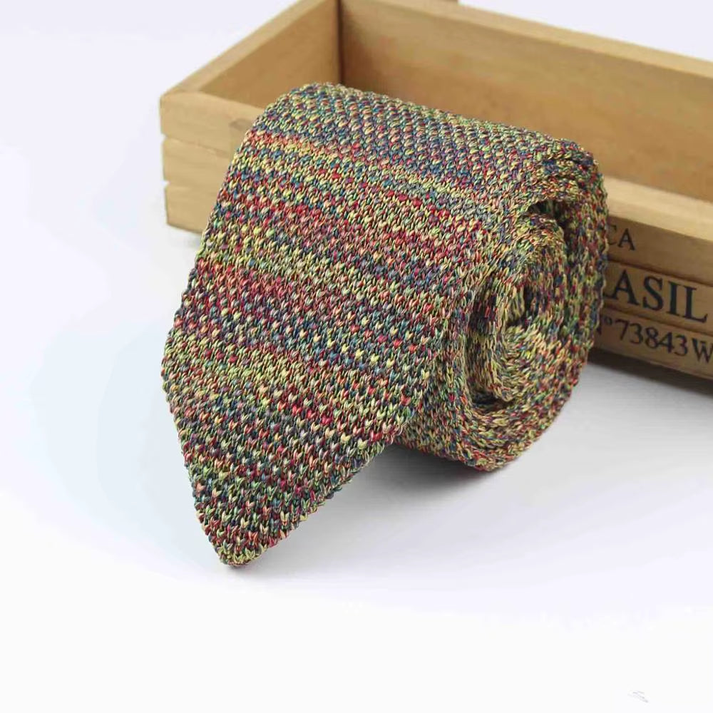 New Knitted Necktie Knit Leisure Triangle Striped Tie Normal Sharp Corner Neck Ties Men Classic Woven Designer Cravat