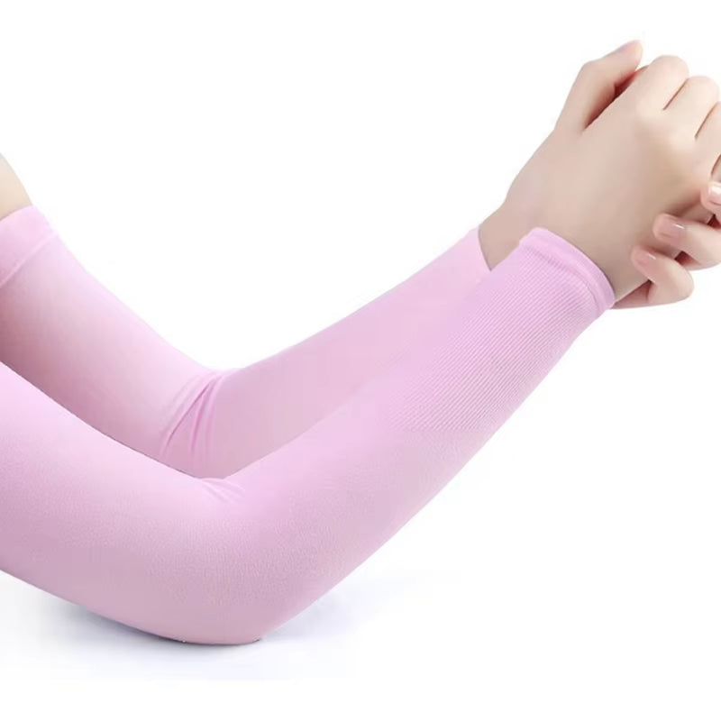 Ice Silk Sleeve Sunscreen Cuff Arm Sleeves Long Gloves Sun UV Protection Hand Protector Cover Anti-Slip Summer Outdoor Riding