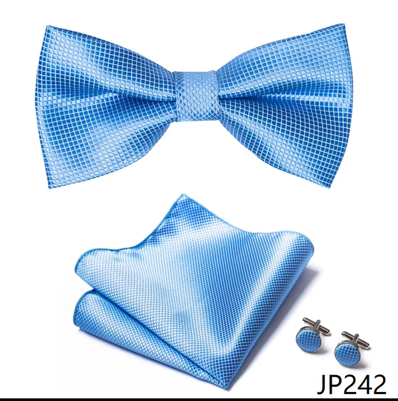 Slim Tie Set Men Bow Tie and Pocket Square Bowtie Necktie Cravate Handkerchief Man Corbatas Hombre Pajarita Fit Wedding