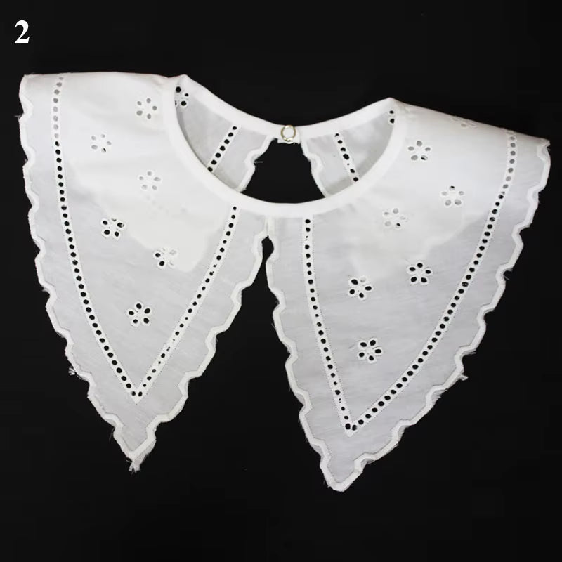 Hollow Fake Collar Embroidered Flowers Fake Collar Cotton White Shawl Doll False Collar Decorative Shirt Collar Detachable Shawl