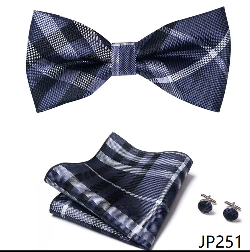 Slim Tie Set Men Bow Tie and Pocket Square Bowtie Necktie Cravate Handkerchief Man Corbatas Hombre Pajarita Fit Wedding