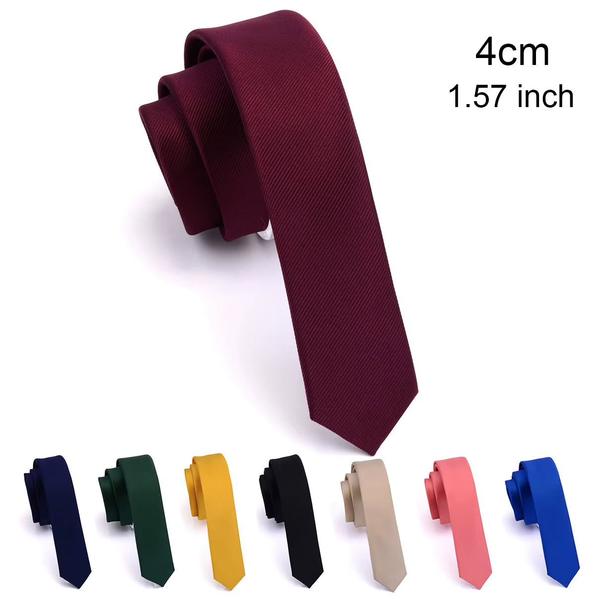 GUSLESON Quality Casual 4Cm Slim Solid Tie Red Yellow Green Ties Handmade Fashion Men Woven Skinny Necktie for Wedding Party