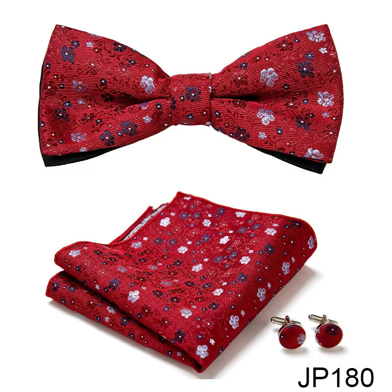 Slim Tie Set Men Bow Tie and Pocket Square Bowtie Necktie Cravate Handkerchief Man Corbatas Hombre Pajarita Fit Wedding