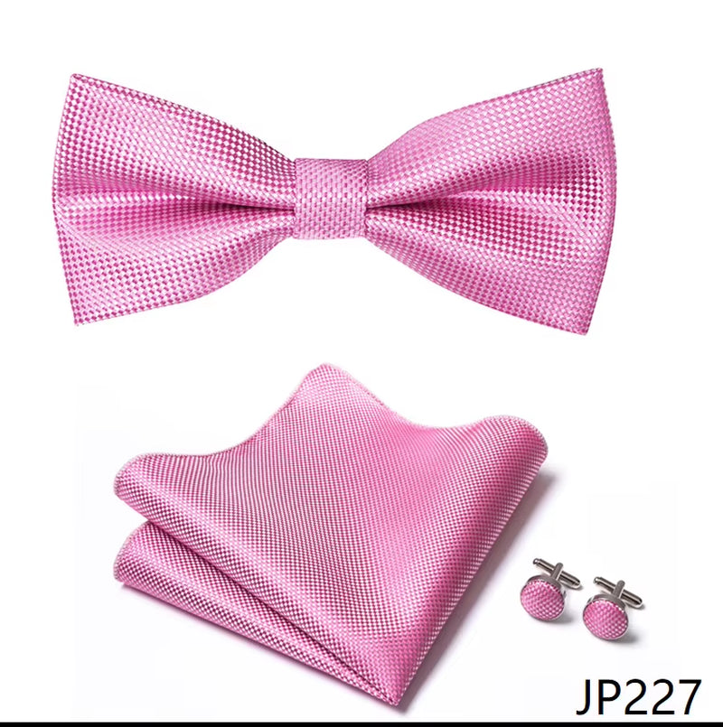 Slim Tie Set Men Bow Tie and Pocket Square Bowtie Necktie Cravate Handkerchief Man Corbatas Hombre Pajarita Fit Wedding