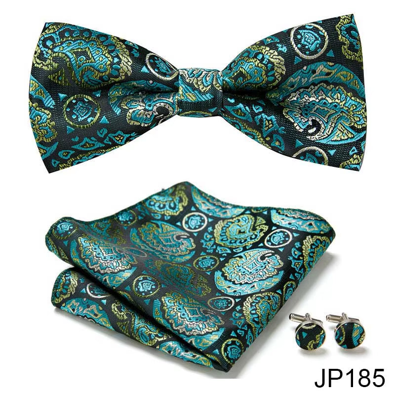 Slim Tie Set Men Bow Tie and Pocket Square Bowtie Necktie Cravate Handkerchief Man Corbatas Hombre Pajarita Fit Wedding