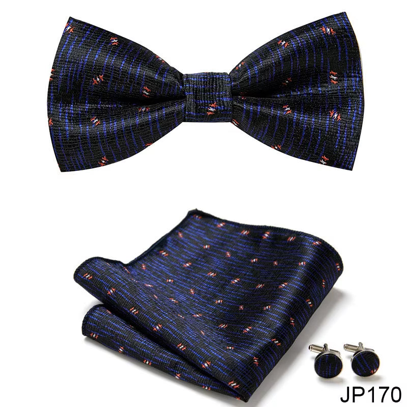 Slim Tie Set Men Bow Tie and Pocket Square Bowtie Necktie Cravate Handkerchief Man Corbatas Hombre Pajarita Fit Wedding