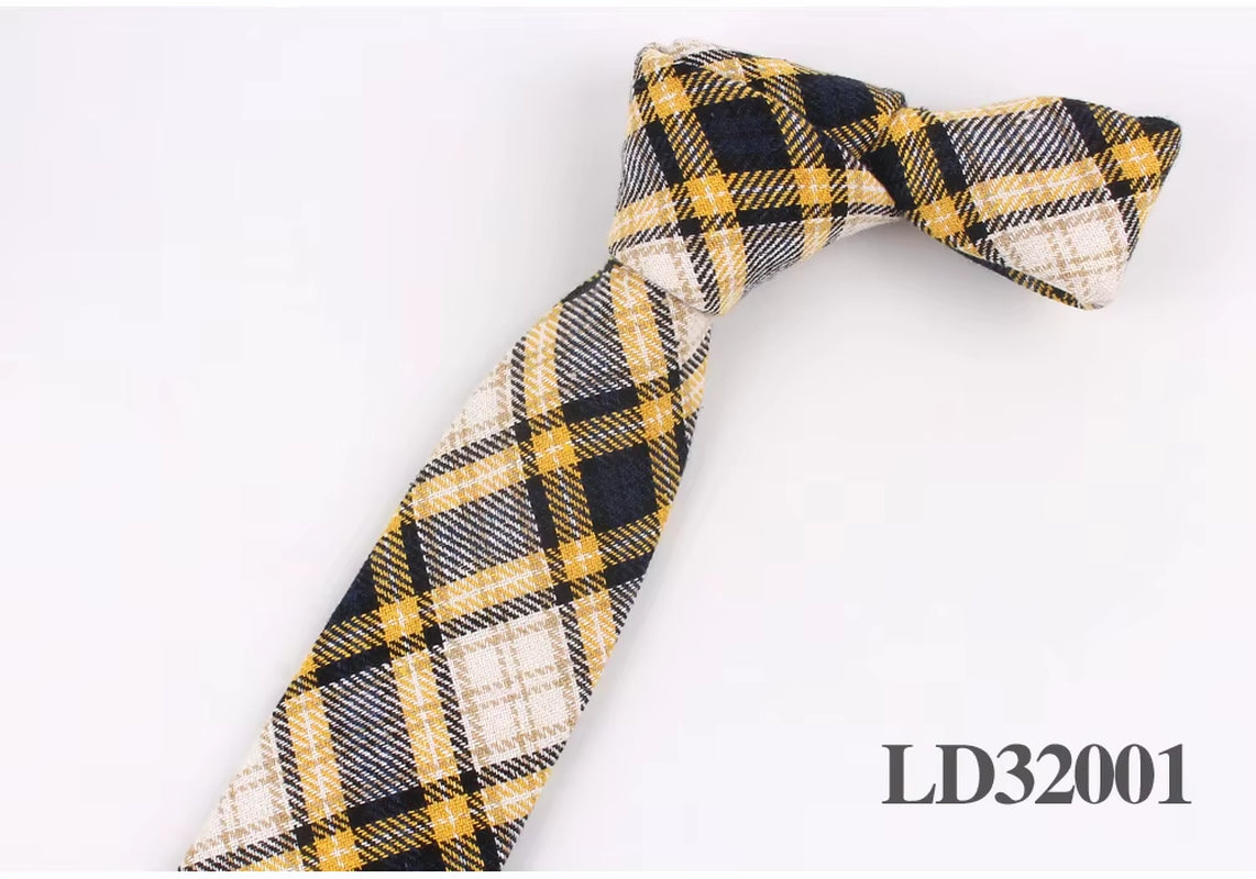 New Plaid Cotton Ties Skinny Causal Neck Tie for Men Suits Mens Slim Necktie for Business Cravats 7Cm Width Groom Neckties